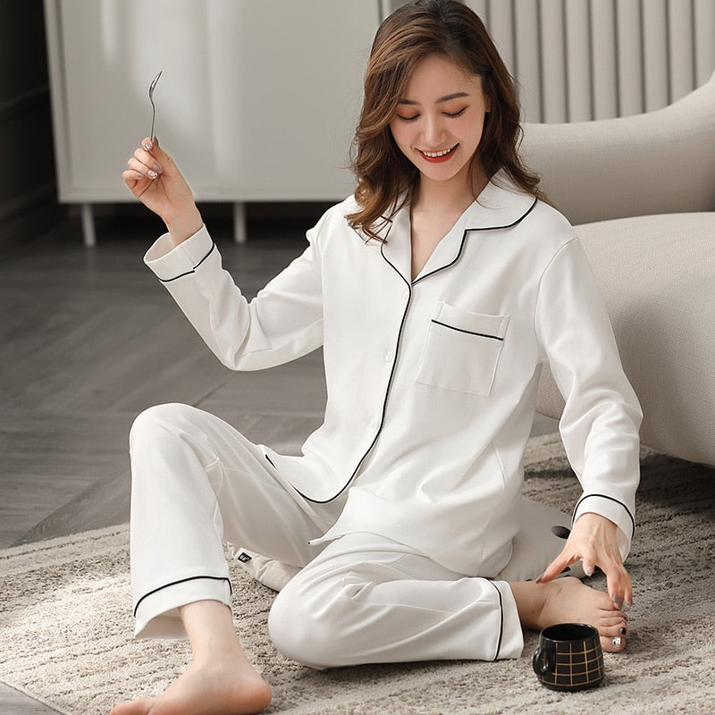 Femmes 100% Pyjama en coton Hiver Chemise de nuit rose PJ pour Ladies Pijamas Mujer Dormir Accueil Vêtements Pyjama Coton Pur Femme