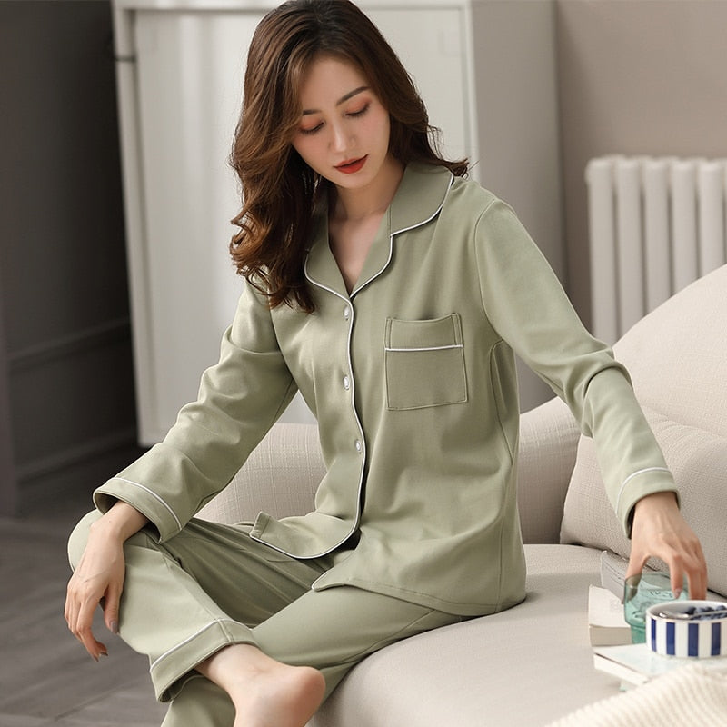 Femmes 100% Pyjama en coton Hiver Chemise de nuit rose PJ pour Ladies Pijamas Mujer Dormir Accueil Vêtements Pyjama Coton Pur Femme