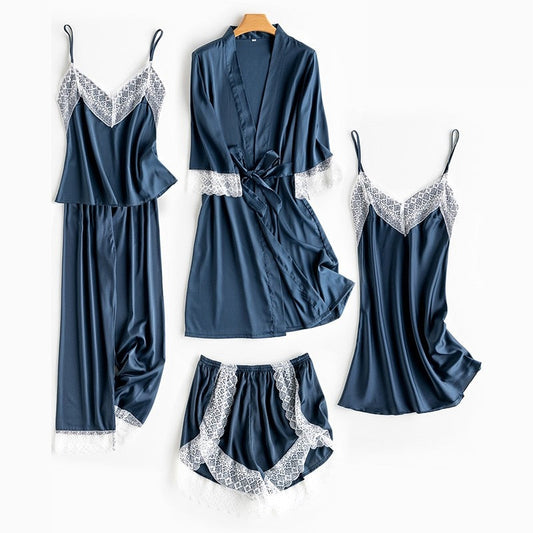 Robe de chambre de mariage  Satin d'été pour femmes  Robe de bain kimono sexy  Chemise de nuit en dentelle mariée  Lingerie de bain  Pyjama ample